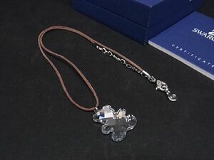 ■極美品■ SWAROVSKI スワロフスキー ネックレス ペンダント アクセサリー レディース シルバー系×ブラウン系 DD5306