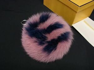 # ultimate beautiful goods # FENDI Fendi fur initial pompon charm key holder bag charm pink series × blue group FC0096