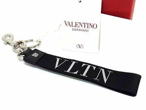 ■極美品■ VALENTINO GARAVANI ヴァレンティノ ガラヴァーニ キャンバス ストラップ チャーム キーホルダー ブラック系 AU1218