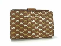 ■新品同様■ MICHAEL KORS マイケルコース MK柄 レザー 二つ折り 財布 ウォレット レディース ブラウン系 AW1870_画像1