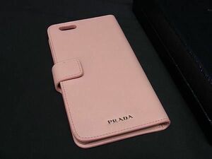 PRADA プラダ サフィアーノレザー iPhone ６+/６S+ 対応 手帳型 アイフォンケース スマホケース レディース ピンク系 FA1225