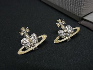 1円 ■美品■ Vivienne Westwood ヴィヴィアンウエストウッド ディアマンテ ピアス アクセサリー シルバー系×イエロー系 AV9915