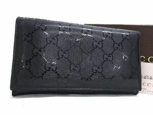 1円 ■美品■ GUCCI グッチ 245908 4276 GGインプリメ GG柄 PVC 二つ折り 長財布 ウォレット 小銭入れ 札入れ メンズ ブラック系 FA1636