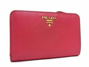 1円 ■美品■ PRADA プラダ サフィアーノレザー 二つ折り 財布 ウォレット 札入れ 小銭入れ レディース ピンク系 FA1685