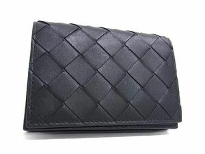 1円 ■極美品■ BOTTEGA VENETA ボッテガヴェネタ イントレチャート レザー カードケース カード入れ 名刺入れ メンズ ブラック系 FA1710