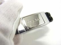 1円 ■極美品■ PRADA プラダ レザー ブレスレット アクセサリー メンズ レディース ブラック系 AW4156_画像4