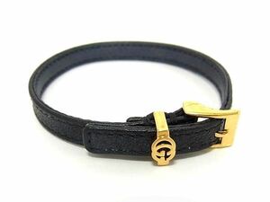 1円 ■美品■ GUCCI グッチ GGマーモント レザー バングル ブレスレット アクセサリー 表記サイズ S レディース ブラック系 FC1113