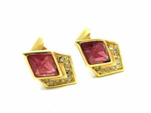 1 jpy # beautiful goods # ChristianDior Dior Vintage rhinestone color stone clip type earrings gold group FC2154