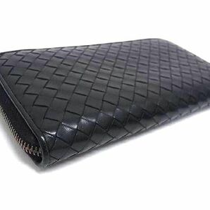 1円 ■美品■ BOTTEGA VENETA ボッテガヴェネタ イントレチャート レザー ラウンドファスナー 長財布 ウォレット ブラック系 FB0319の画像2