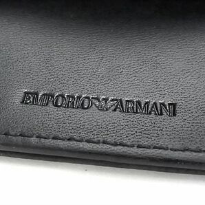 1円 ■新品同様■ EMPORIO ARMANI エンポリオアルマーニ PVC 二つ折り ミニ財布 コンパクトウォレット メンズ ブラック系 BF7309の画像6