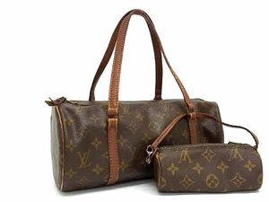 1円 LOUIS VUITTON ルイヴィトン M51385 モノグラム パピヨン30 ポーチ付き 円筒型 ハンドバッグ トートバッグ ブラウン系 AW3454