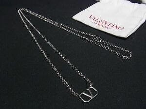 1円 ■極美品■ VALENTINO GARAVANI ヴァレンティノ ガラヴァーニ Vロゴ シグネチャー ネックレス アクセサリー シルバー系 AW5843