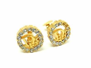 1 jpy # beautiful goods # ChristianDior Dior Vintage rhinestone clip type earrings accessory lady's gold group FA4716