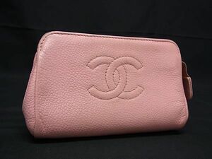 1円 CHANEL シャネル ココマーク キャビアスキン マルチポーチ マルチケース 小物入れ レディース ピンク系 AZ1317