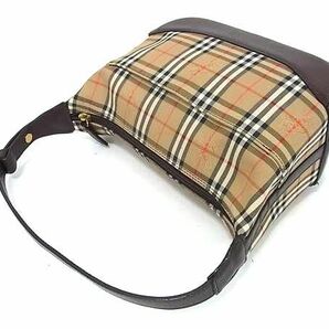 1円 ■美品■ BURBERRY バーバリー ノバチェック キャンバス×レザー ワンショルダーバッグ 肩掛けかばん レディース ブラウン系 BI1954の画像3