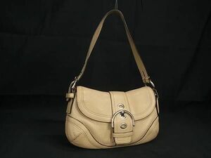 1 jpy # beautiful goods # COACH Coach F10909so- horn leather one shoulder bag shoulder .. lady's light beige group BJ2616