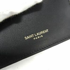 1円 ■新品同様■ SAINT LAURENT サンローラン カサンドラ クロコダイル型押しレザー マネークリップ付き カードケース ブラック系 AY1651の画像4