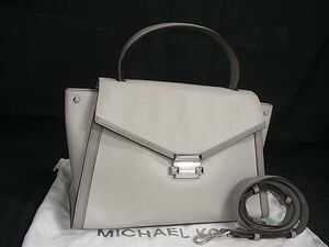 1円 ■美品■ MICHAEL KORS マイケルコース レザー 2WAY クロスボディ ショルダー ハンドバッグ 斜め掛け レディース グレー系 BJ2851