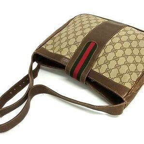 1円 GUCCI オールドグッチ ヴィンテージ シェリーライン PVC×レザー クロスボディ ショルダーバッグ 斜め掛け ブラウン系 BF7621の画像3