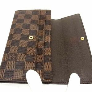 1円 ■美品■ LOUIS VUITTON ルイヴィトン N61734 ダミエ ポルトフォイユサラ 二つ折り 長財布 ウォレット ブラウン系 AY1625の画像3