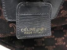 1円 CELINE セリーヌ マカダム柄 スエード ハンドバッグ ミニボストンバッグ レディース ブラウン系 BF7624_画像6