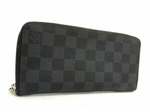 1円LOUIS VUITTON ヴィトン N63095 ダミエグラフィット ジッピーウォレット ヴェルティカル ラウンドファスナー 長財布 ブラック系 AY1641