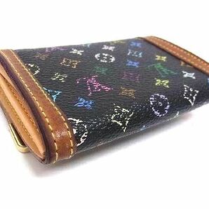 1円 LOUIS VUITTON ルイヴィトン M92656 モノグラムマルチカラー ポルトモネ プラ コインケース コインパース 小銭入れ ブラック系 AX6404の画像2