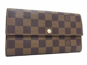 1円 LOUIS VUITTON ルイヴィトン N61734 ダミエ ポルトフォイユサラ 二つ折り 長財布 ウォレット レディース ブラウン系 AY2050