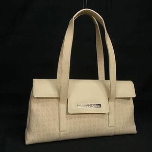 1円 ■極美品■ BVLGARI ブルガリ ロゴマニア キャンバス×レザー ハンドバッグ トート ショルダー 肩掛け レディース クリーム系 FA5944の画像1