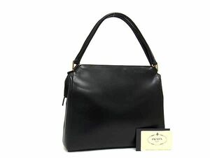 1円 ■極美品■ PRADA プラダ B11026 レザー ハンドバッグ トートバッグ レディース ブラック系 FA5896