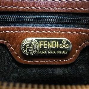 1円 ■美品■ FENDI フェンディ ヴィンテージ ペカン柄 PVC ハンドバッグ ミニボストンバッグ レディース メンズ ブラウン系 FA5951の画像6