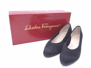 Salvatore Ferragamo フェラガモ スエード ヒール パンプス 靴 シューズ レディース ブラック系 DD5417