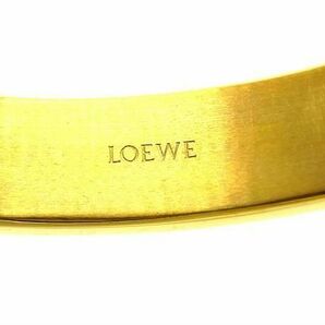 1円 ■美品■ LOEWE ロエベ アナグラム レザー ブレスレット アクセサリー レディース ゴールド系×グレー系 AV9258の画像3