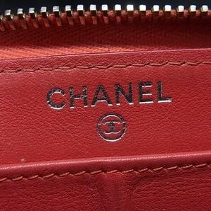 1円 CHANEL シャネル ココマーク マトラッセ パテントレザー ラウンドファスナー 長財布 ウォレット レディース オレンジ系 AW4163の画像5