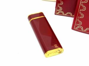 1円 ■美品■ Cartier カルティエ マストライン オーバル 高級ガスライター ローラーガスライター 喫煙グッズ 喫煙具 ボルドー系 AX5123