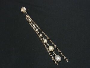 1 jpy # beautiful goods # CHANEL Chanel here Mark 18A rhinestone pearl one-side ear only earrings accessory silver group × gold group AV5565