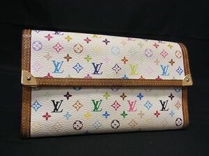 1円 LOUIS VUITTON ルイヴィトン M92659 モノグラムマルチカラー ポルトトレゾール インターナショナル 長財布 アイボリー系 FA5439