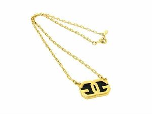 1 jpy # beautiful goods # GIVENCHYji van si. Vintage necklace pendant accessory lady's gold group × black group AW5681