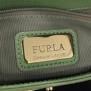 1円 ■美品■ FURLA フルラ メトロポリス レザー 鍵付き 2WAY クロスボディ ハンドバッグ ショルダー 斜め掛け ライトグリーン系 BL0075の画像6