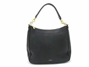 1円 ■極美品■ FURLA フルラ レザー チェーン ワンハンドル ワンショルダーバッグ トートバッグ 肩掛けかばん ブラック系 BI2048