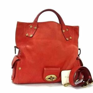 1円 MULBERRY マルベリー レザー 2WAY トート ハンドバッグ ショルダー クロスボディ 肩掛け 斜め掛け レディース オレンジ系 BL0269の画像1