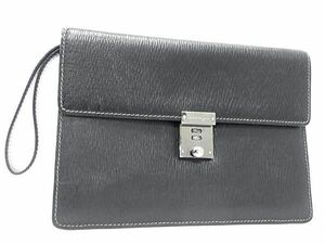 1円 ■美品■ Salvatore Ferragamo フェラガモ EO-24 7202 レザー ダイヤルロック式 クラッチバッグ セカンドバッグ ブラック系 AZ1775