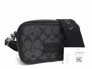 1 jpy # ultimate beautiful goods # COACH Coach signature CM109 PVC× leather shoulder bag diagonal .. bag pochette black group FA6160
