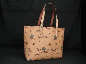 1円 ■極美品■ COACH コーチ 69667 スタイル ハワイアン アイランズ パーム レザー トートバッグ ショルダー ピンクベージュ系 FA6200