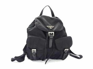 1円 ■美品■ PRADA プラダ テスートナイロン バックパック リュックサック レディース メンズ ブラック系 BF7682