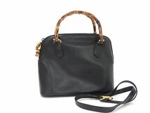 1円 GUCCI グッチ バンブー レザー 2WAY クロスボディ ショルダーバッグ ハンドバッグ レディース ブラック系 BG7995_画像1