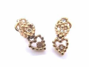 NINA RICCI ニナリッチ ハート ストーン クリップ式 イヤリング アクセサリー レディース ゴールド系 DD5579