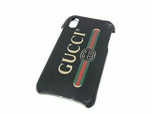 GUCCI グッチ 519080 シェリーライン レザー iPhoneX/XS対応 iPhoneケース アイフォンケース スマホカバー ブラック系 DD6274