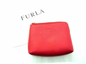 ■美品■ FURLA フルラ レザー コインケース コインパース ポーチ 小物入れ レディース レッド系 DE1024