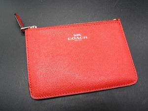 ■美品■ COACH コーチ レザー キーリング付き カードケース パスケース 定期入れ レッド系 DE1756